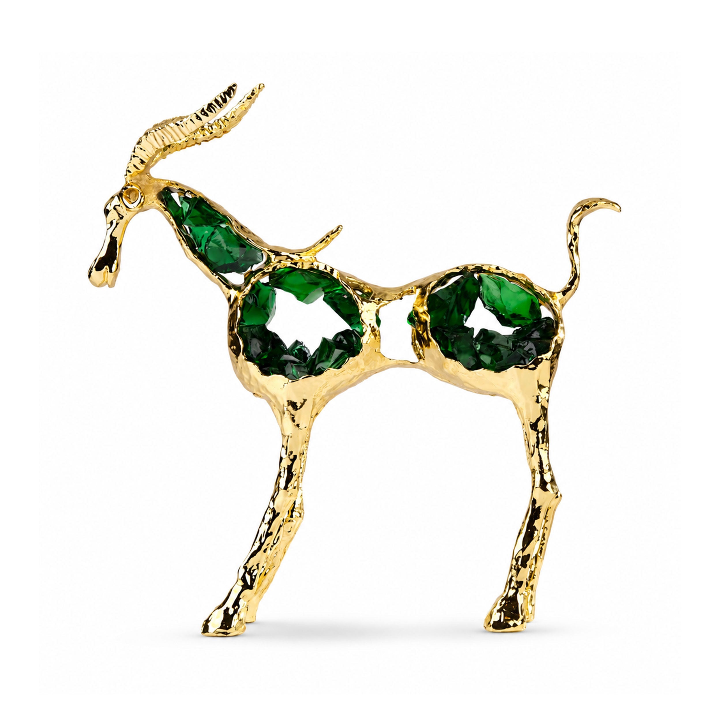 Luxury Gold Antelope with Green Fluorite